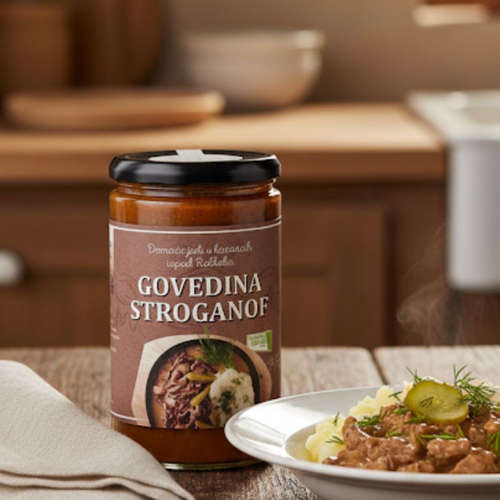 Beef Stroganoff, Creamy and hearty – made with real beef and mushrooms, no preservatives.